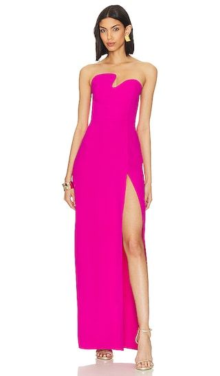 X Revolve Strapless Puzzle Gown in Dark Hot Pink Dress Bright Pink Dress Barbie Pink Dress | Revolve Clothing (Global)