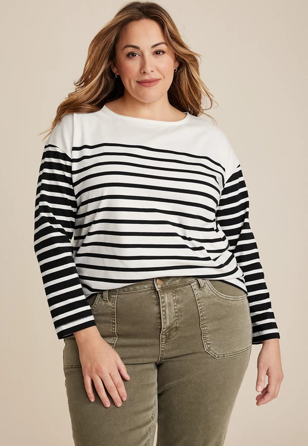 Plus Size Marina Striped Mixer Tee | Maurices