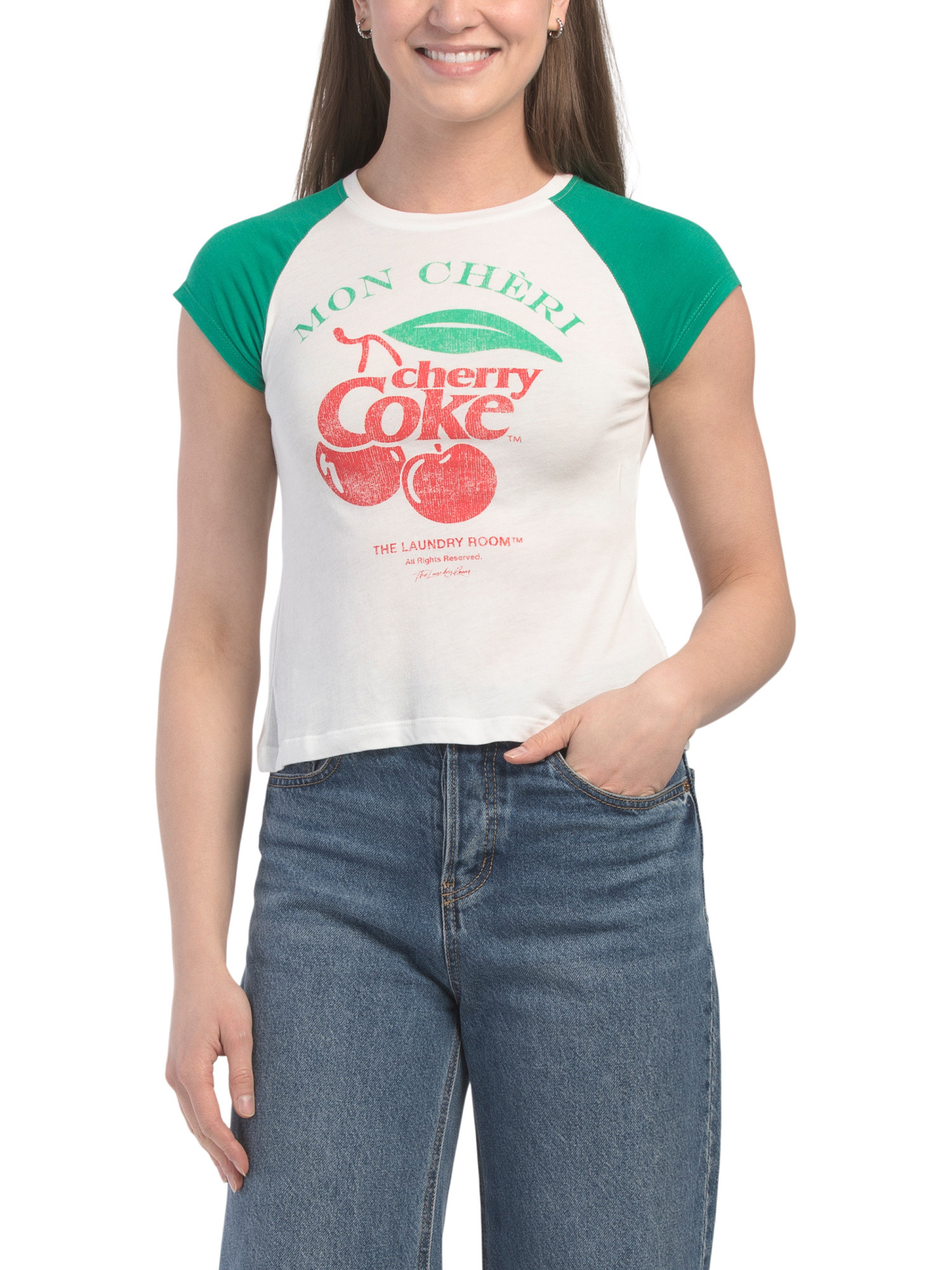 Mon Cheri Cherry Coke Raglan Baby Tee | TJ Maxx