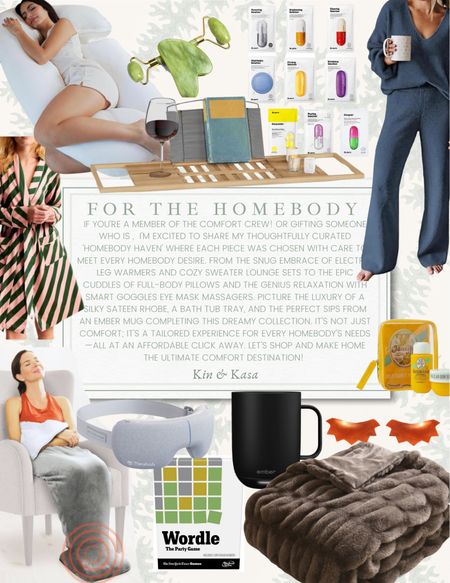 If you’re a member of the comfort crew! Or gifting someone who is ,  I'm excited to share my thoughtfully curated 'Homebody Haven' where each piece was chosen with care to meet every homebody desire. From the snug embrace of electric leg warmers and cozy sweater lounge sets to the epic cuddles of full-body pillows and the genius relaxation with smart goggles eye mask massagers. Picture the luxury of a silky sateen Rhobe, a bath tub tray, and the perfect sips from an Ember mug completing this dreamy collection. It's not just comfort; it's a tailored experience for every homebody's needs—all at an affordable click away. Let's shop and make home the ultimate comfort destination! 
#homebody #loungeset #musthaves #selfcare 

#LTKsalealert #LTKGiftGuide #LTKbeauty