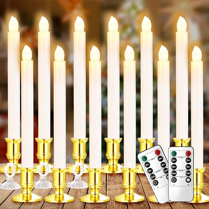 YAUNGEL Window Candles, 12 Pack LED Battery Operated Christmas Candles for Windows with Remote Ti... | Amazon (US)