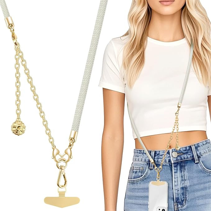 2 In 1 Adjustable Phone Lanyard Crossbody Extended Phone Chain and Wrist Strap With Metal Tether ... | Amazon (US)