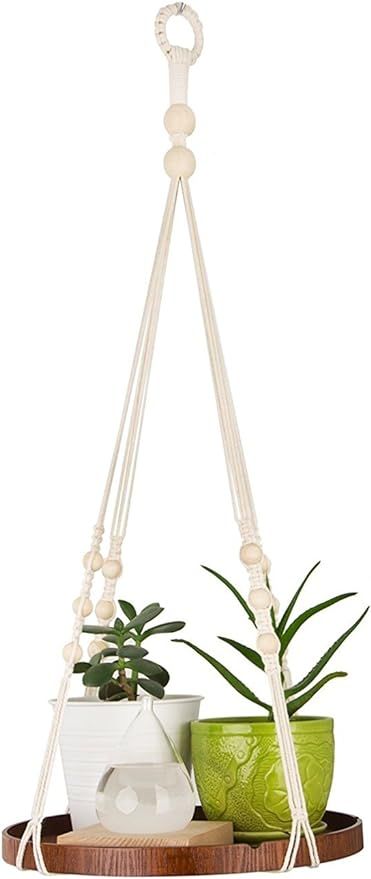 TIMEYARD Macrame Plant Hanger - Indoor Hanging Planter Shelf - Decorative Flower Pot Holder - Boh... | Amazon (US)