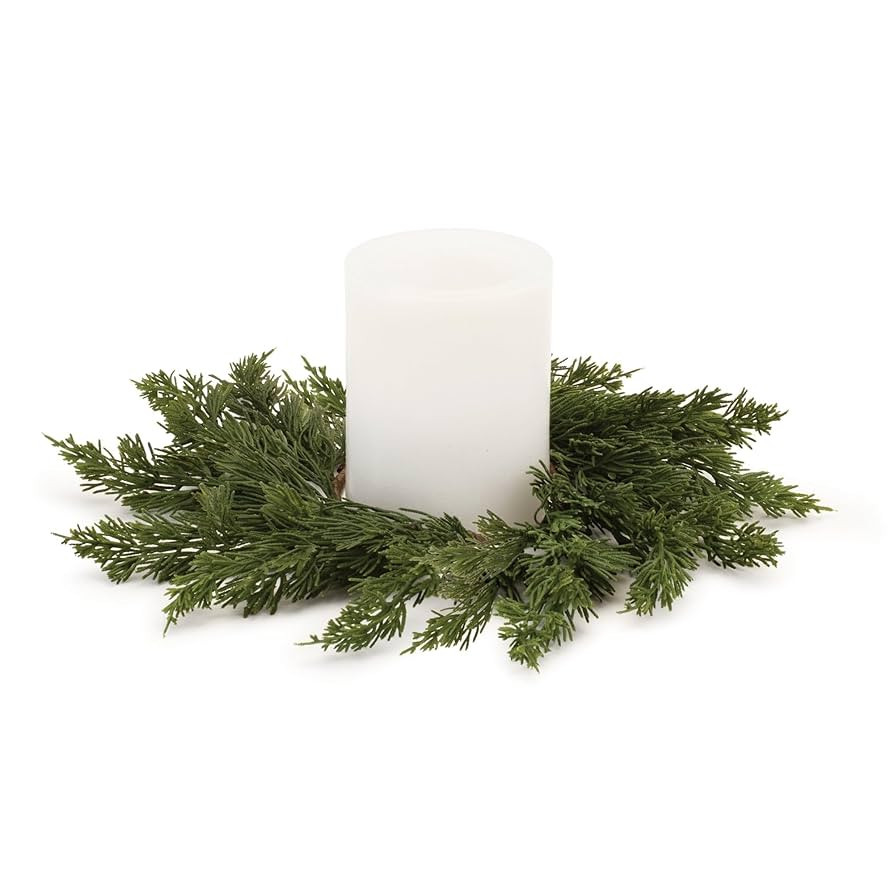 Melrose Pine Candle Ring, Christmas, 16" D, Plastic, Fits a 4" Candle | Amazon (US)