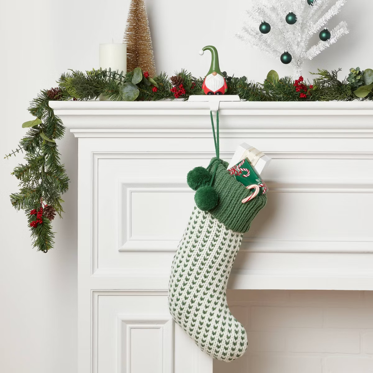 20" Chunky Knit Christmas Holiday Stocking with Pom Poms - Wondershop™ | Target
