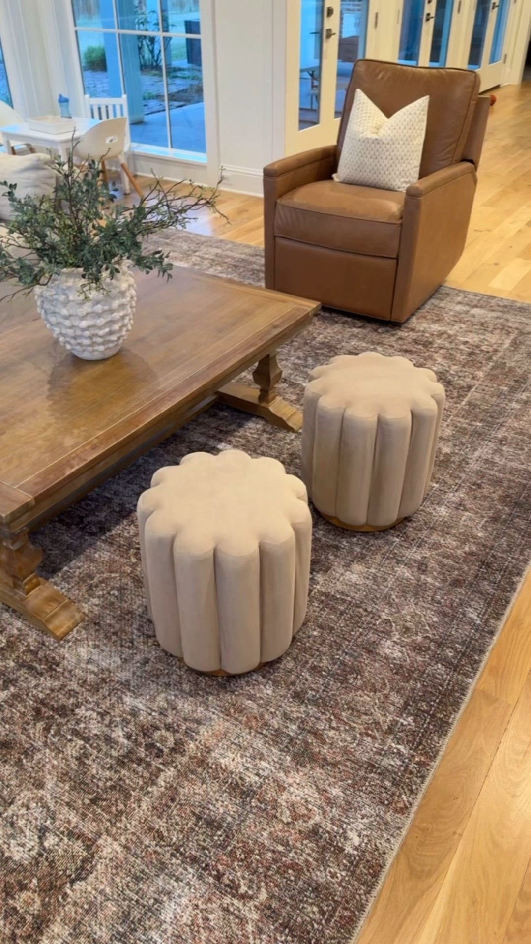 Velvet scalloped ottomans only $68!! I got them in store on sale for $41 each! Love how unique they are and perfect for living room extra seating and foot rest!  

#LTKHome
