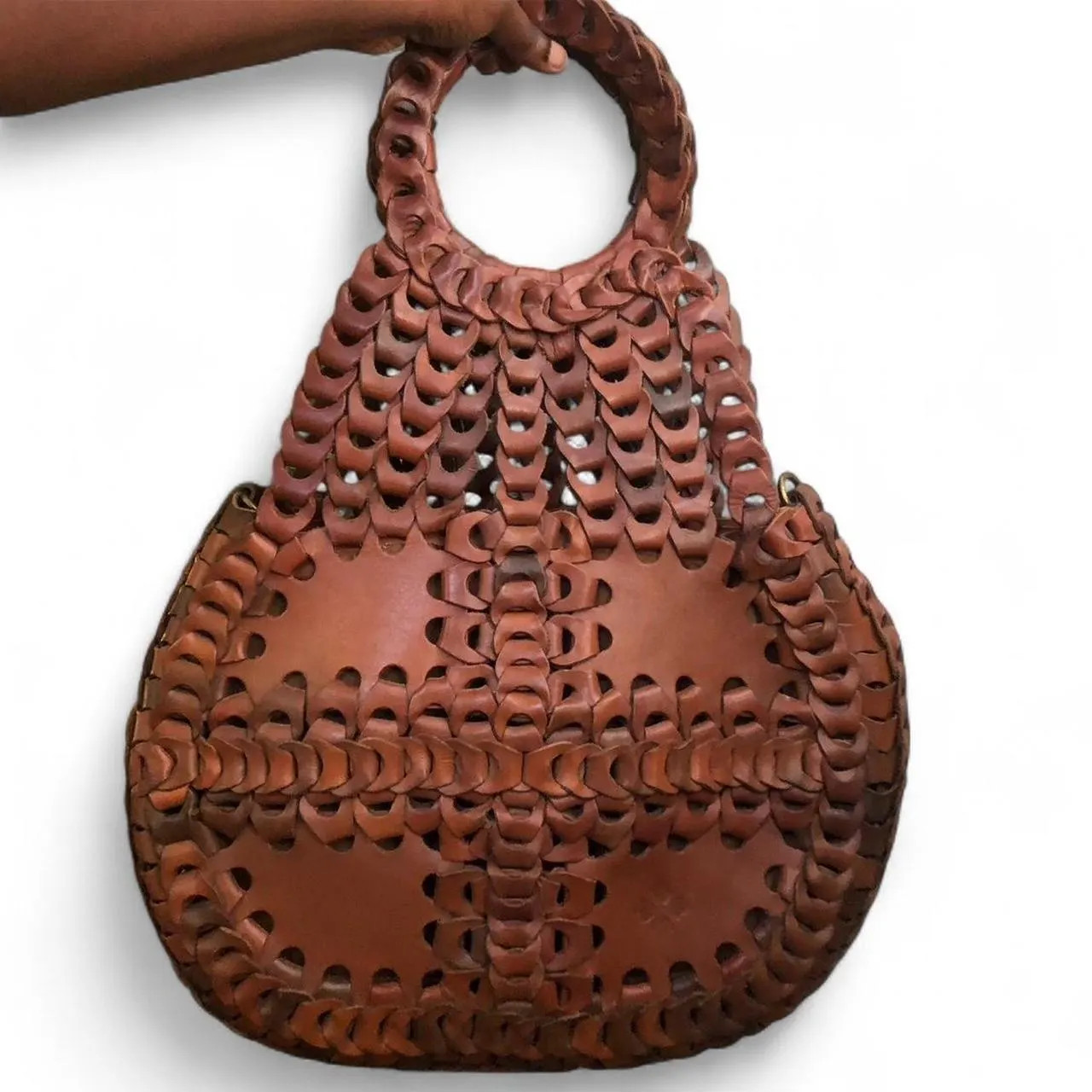 Patricia Nash Brown Flapover Pisticci Chainlink Leather Shoulder Hand Bag Purse Tote Woven Tooled Boho Western Satchel Top Handle | Etsy (Global)