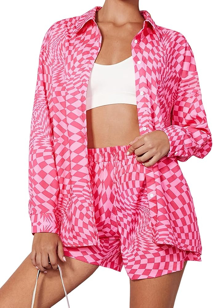 Kidlove 2 Piece Casual Outfits Long Sleeve Button Down Shirt and Shorts Sweatsuit Sets | Amazon (US)