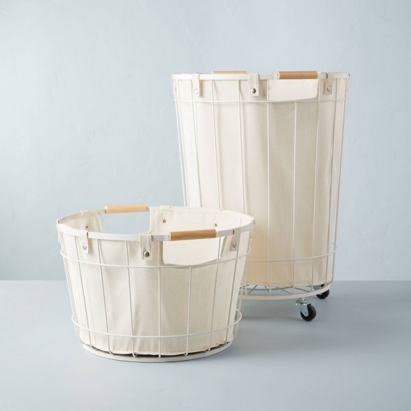 Wire & Fabric Laundry Hamper Sour Cream - Hearth & Hand™ with Magnolia | Target