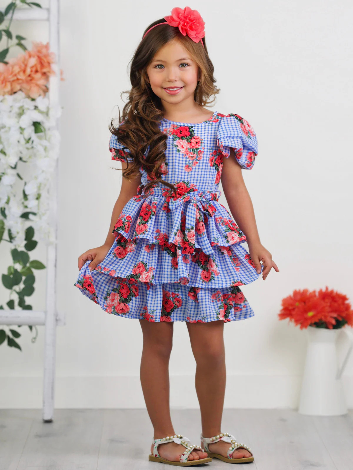 Bluebell Gingham Ruffle Dress Blue / 10Y/12Y | Mia Belle Girls