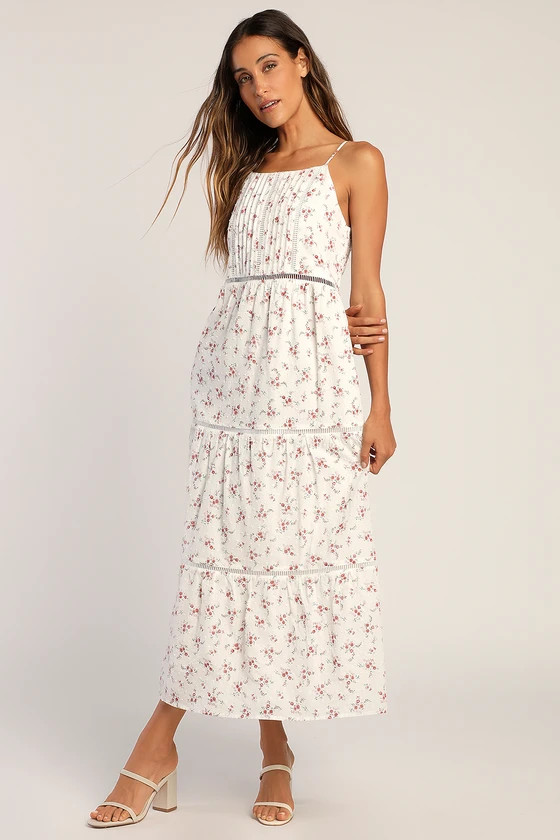 Petal For Your Thoughts White Floral Print Tiered Maxi Dress | Lulus