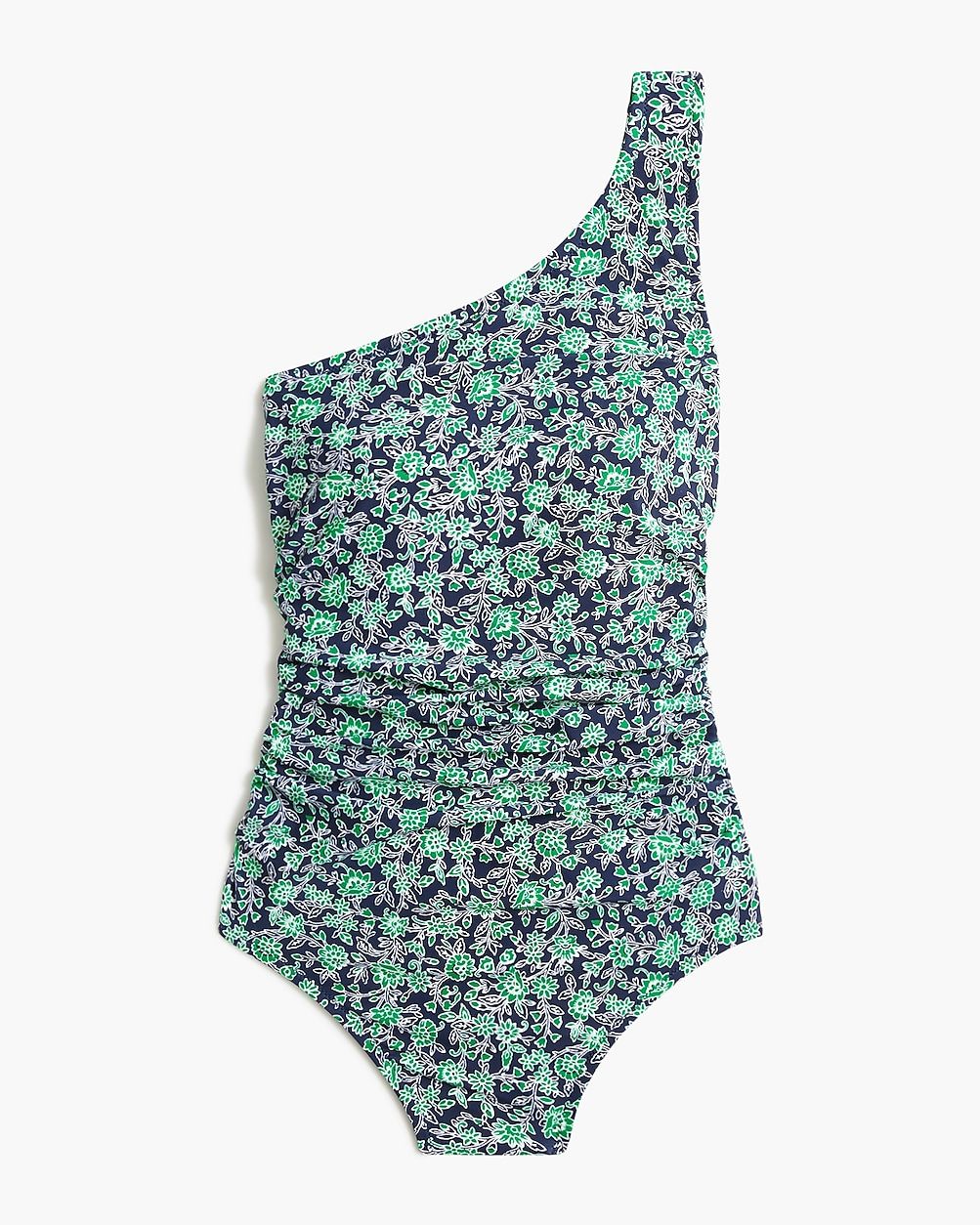 Floral ruched one-shoulder swimsuit | J.Crew Factory