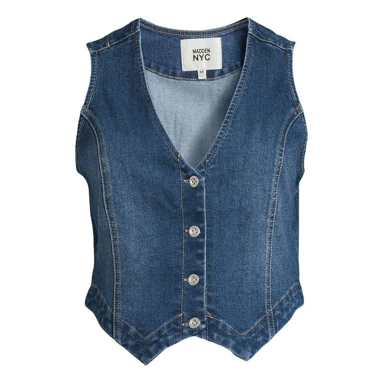 Madden NYC Women’s V-Neck Button Front Vest, Sizes XS-3XL | Walmart (US)