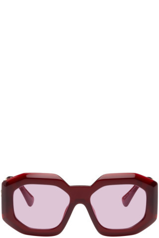Burgundy Maxi Medusa Biggie Squared Sunglasses | SSENSE