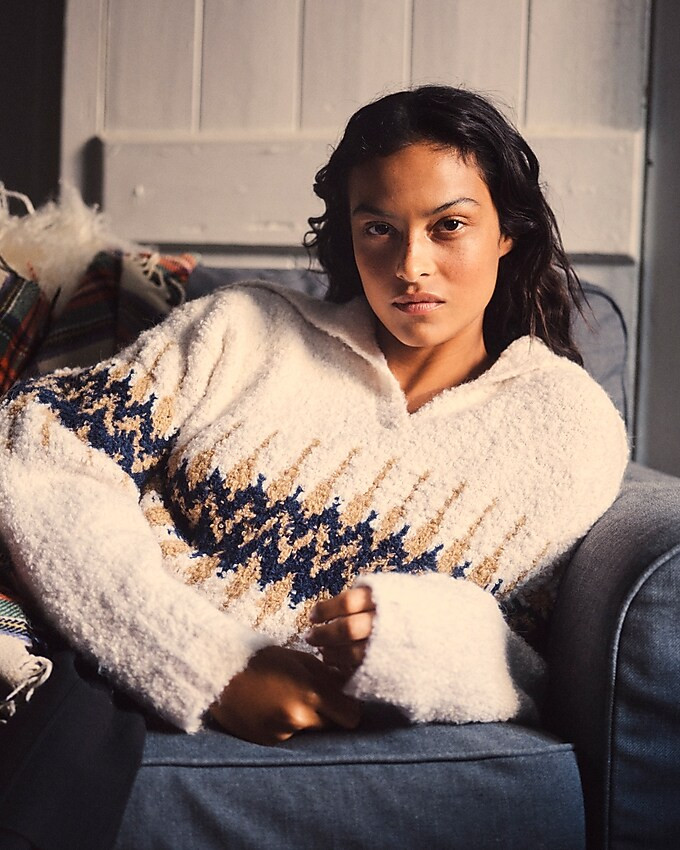 Fair Isle johnny-collar sweater in bouclé yarn | J. Crew US