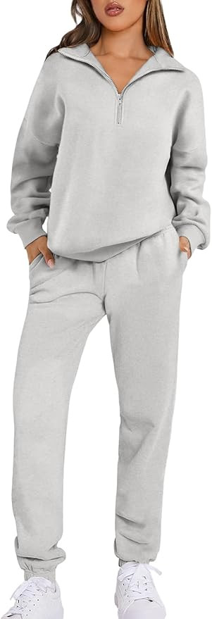 Prinbara Women 2 Piece Outfits Sweat Set 2024 Winter Oversized Sweatshirts Jogger Sweatpants Loun... | Amazon (US)