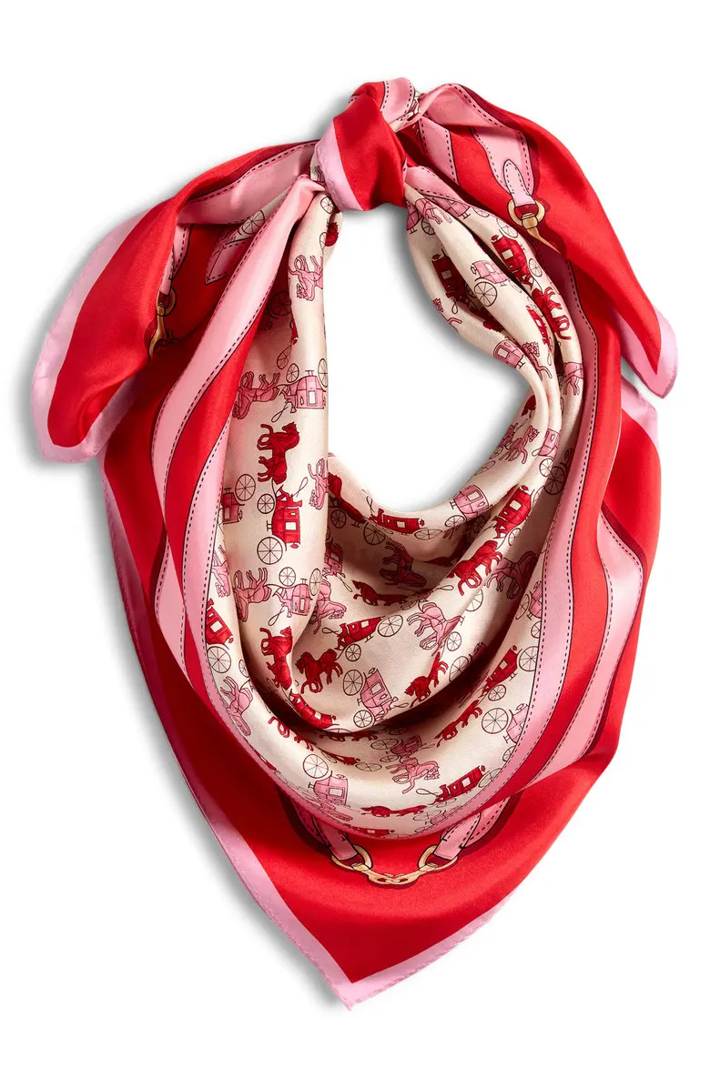Horse & Carriage Print Silk Square Scarf | Nordstrom