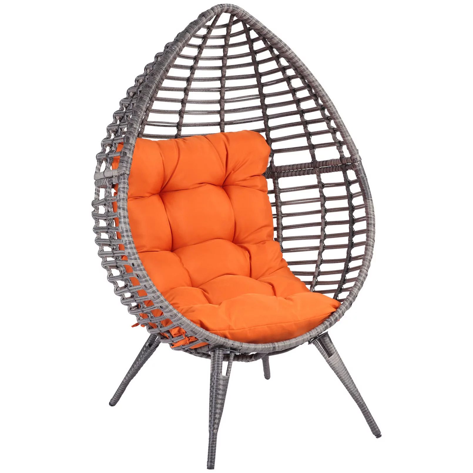 Outsunny Rattan Wicker Lounge Chair with Soft Cushion Outdoor/Indoor Egg Teardrop Cuddle Chair wi... | Kohl's