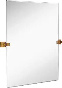 Hamilton Hills 30" x 40" Rectangle Square Gold Pivot Mirror | Amazon (US)