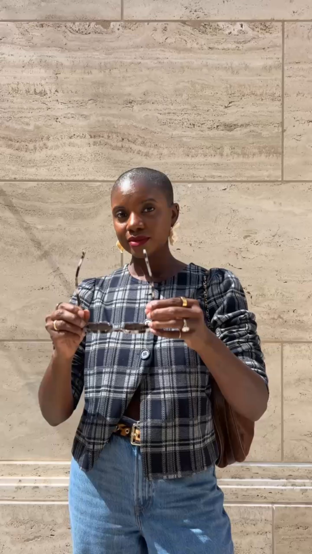 Plaid crop jacket, leopard belt, oval sunglasses, Abercrombie jeans - casual fall outfit 

#LTKWorkwear #LTKStyleTip