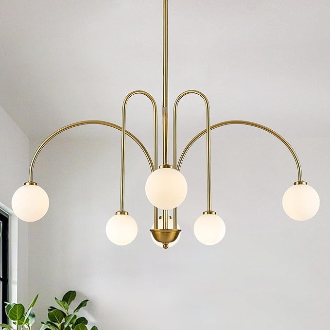 Modern Sputnik Globe Chandelier, 6-Light Brass Gold Linear Chandeliers for Dining Room and Kitche... | Amazon (US)