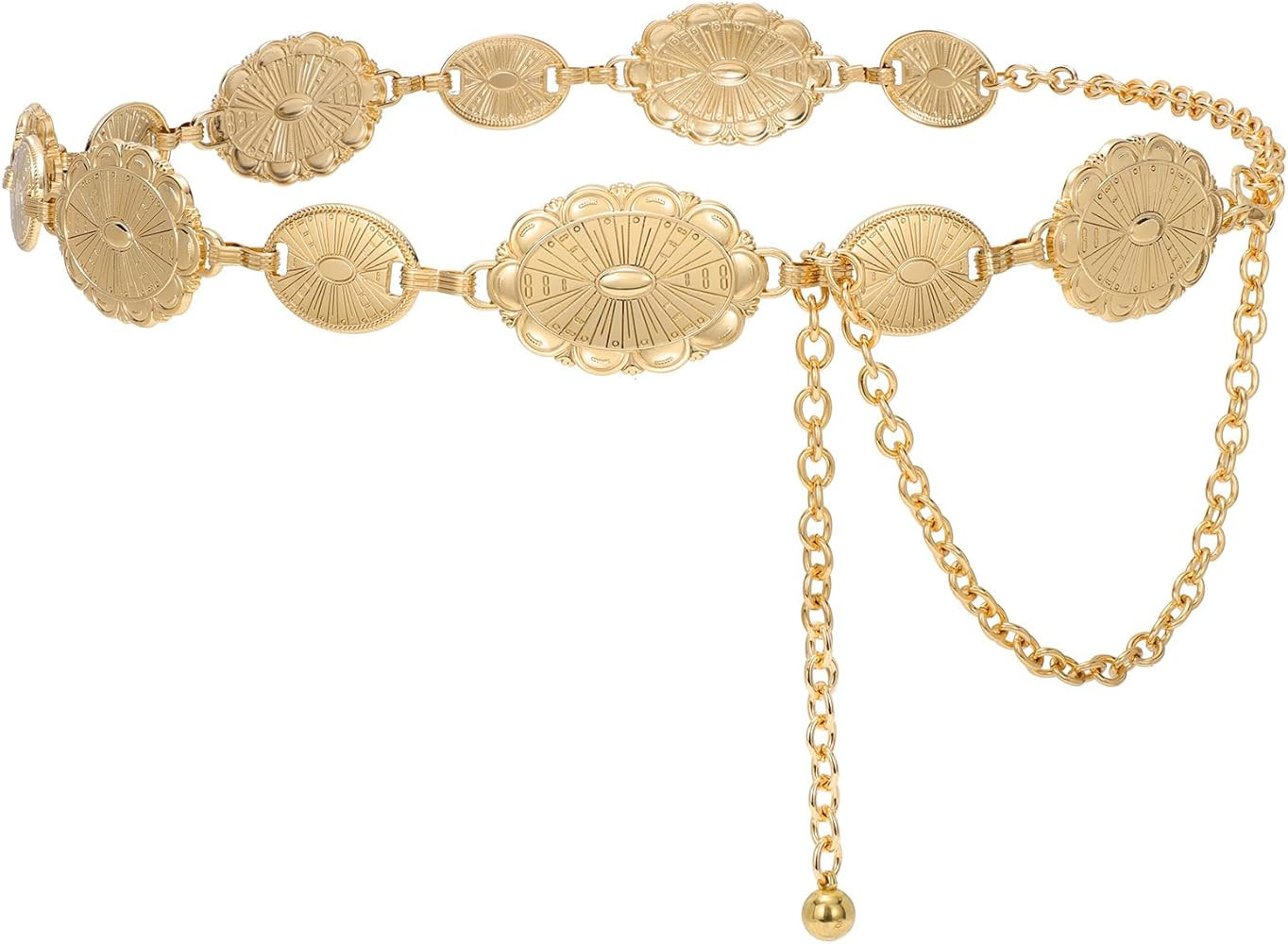 JASGOOD Western Concho Belt Women Cowgirl Metal Belts Boho Waist Link Chain Country Concert Outfi... | Amazon (US)