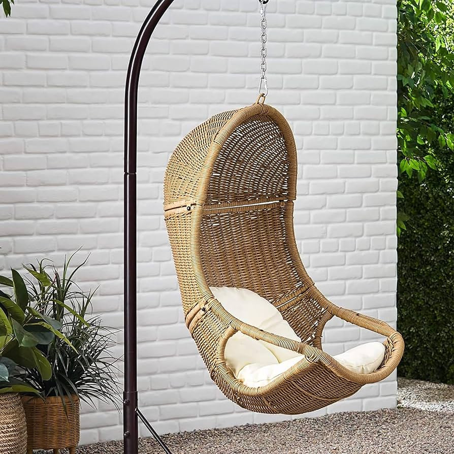 Christopher Knight Home Mariaz Hanging Basket Chair with Cushion, Outdoor Indoor Basket Chair, Bo... | Amazon (US)