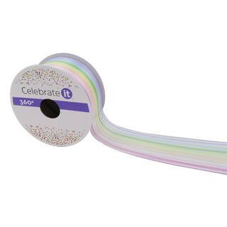 12 Pack: 1.5" x 3yd. Sheer Wired Pastel Rainbow Striped Ribbon by Celebrate It™ 360°™ | Michaels® | Michaels Stores