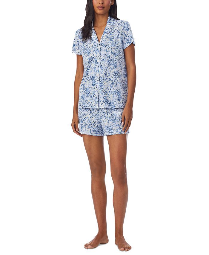 Lauren Ralph Lauren Floral-Print Notch Collar Boxer Pajama Set & Reviews - All Pajamas, Robes & L... | Macys (US)