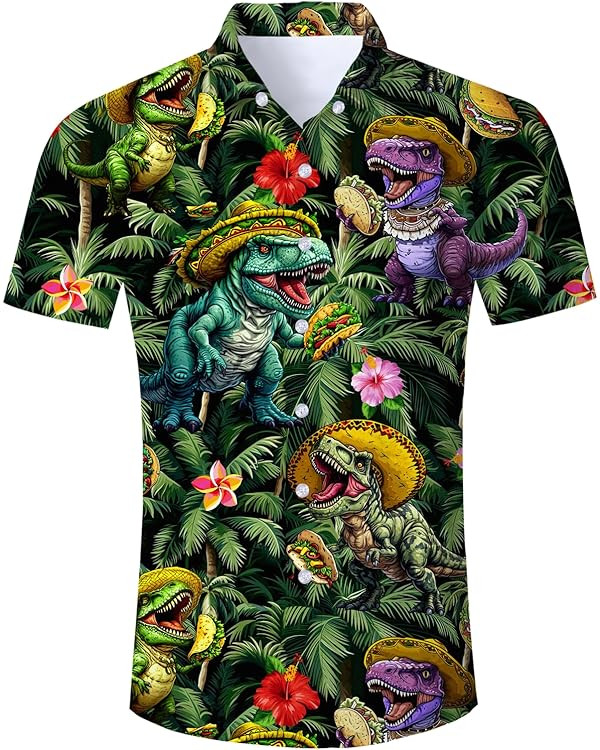 RAISEVERN Mens Hawaiian Shirt Casual Button Down Short Sleeve Tropical Beach Dress Shirt for Summ... | Amazon (US)