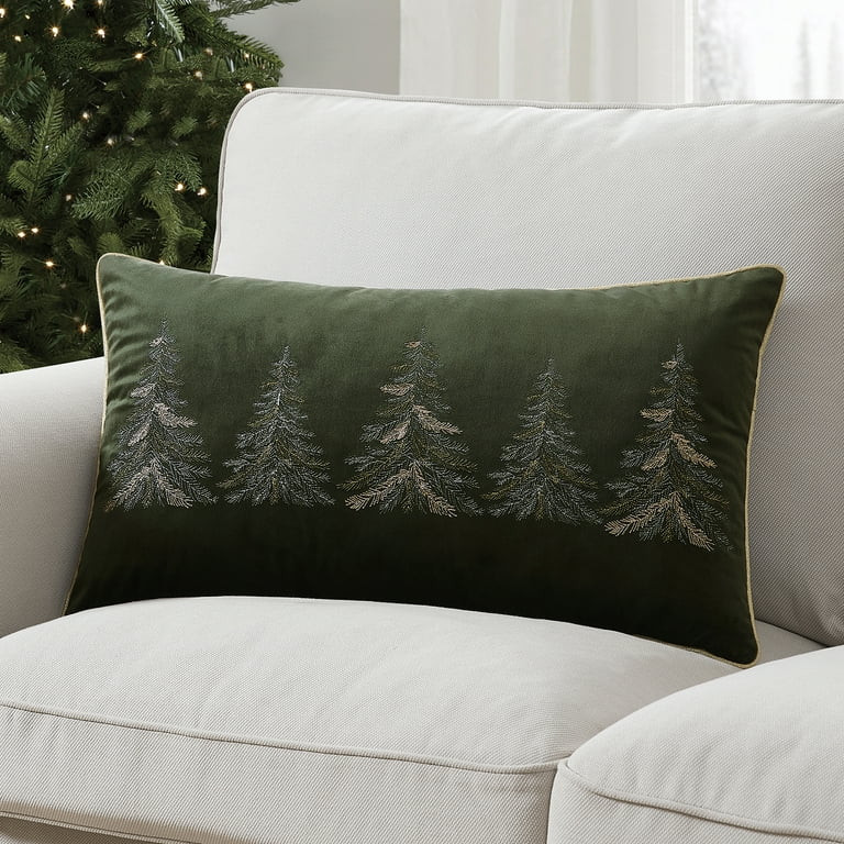 My Texas House 14" x 24" Embroidered Green/Gold Velvet Decorative Pillow Cover | Walmart (US)