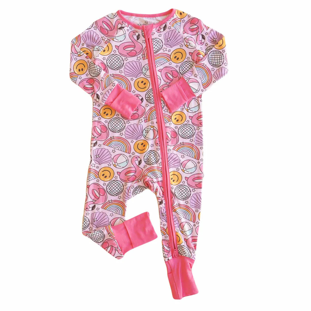 Floatie Friends Convertible Zip Romper | Pink | Caden Lane