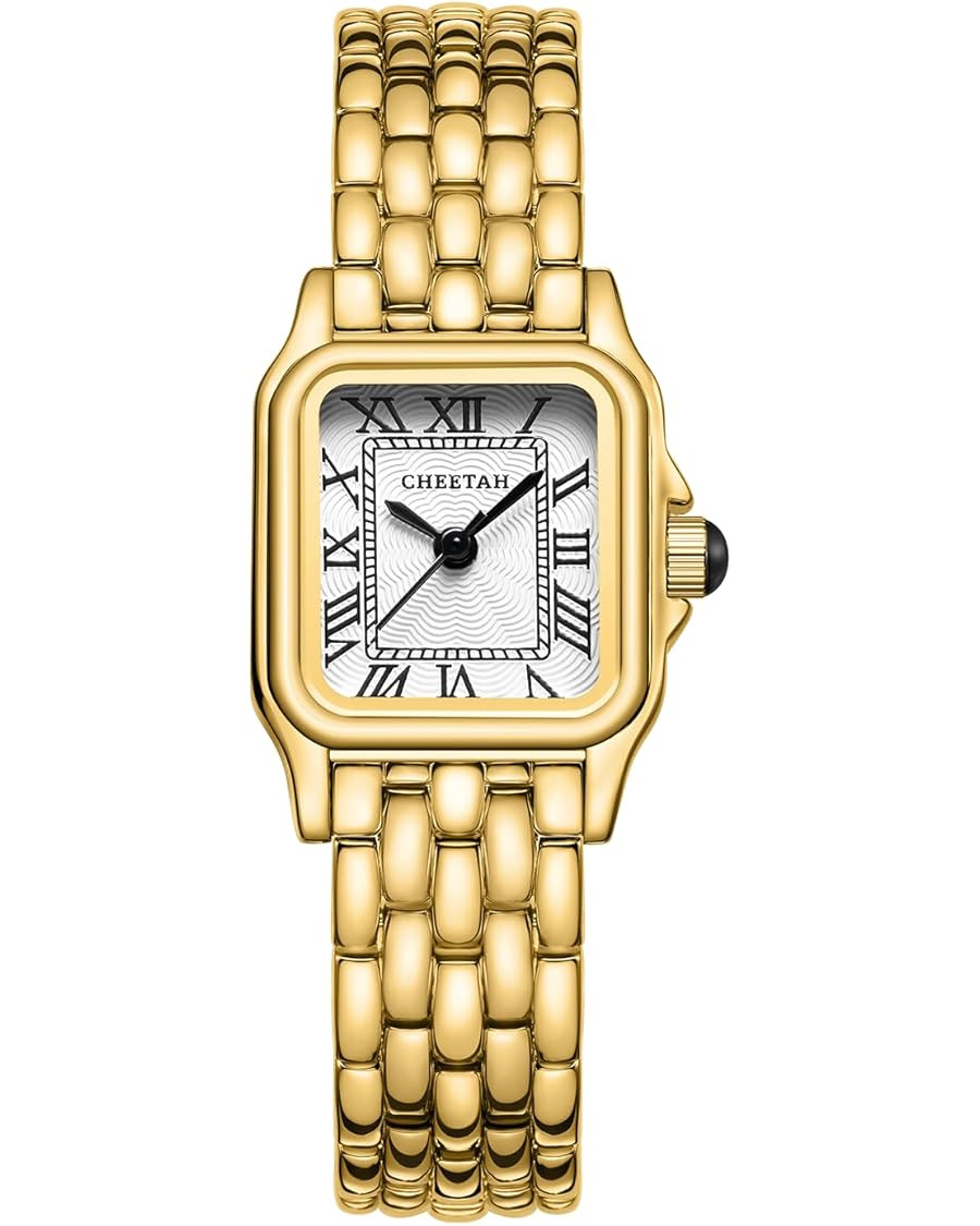 CHEETAH Gold Watches for Women with Small Vintage Bracelet, Rectangular Case Roman Dial | Amazon (US)