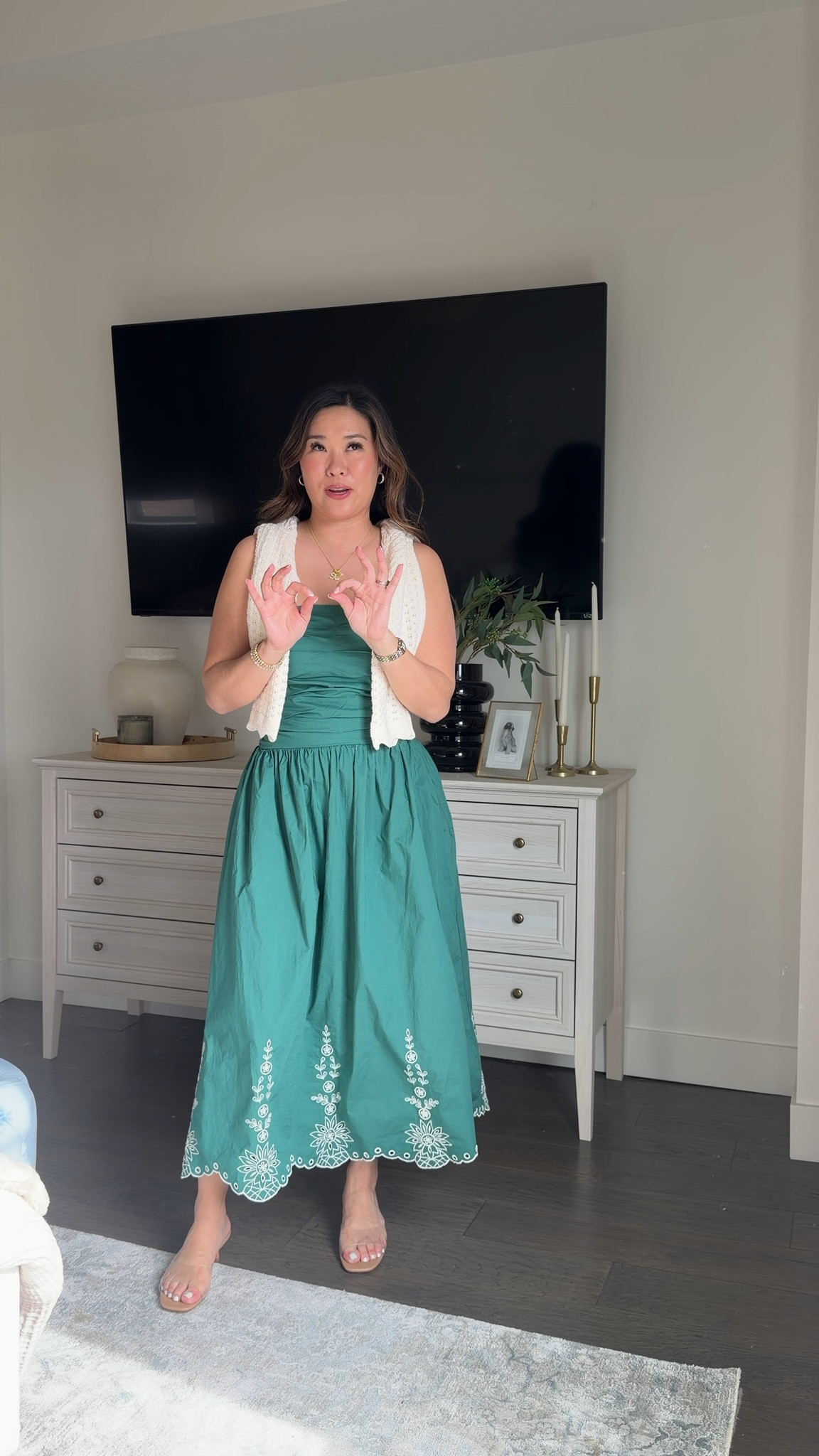 Target Straplees Dress: Medium
Fave clear heels 