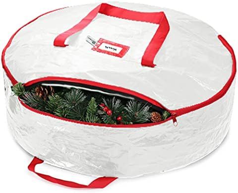 ZOBER Christmas Wreath Storage Bag - Water Resistant Fabric Storage Dual Zippered Bag for Holiday Ar | Amazon (US)