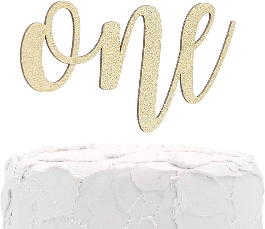 1st Birthday Cake Topper - one - Double Sided Gold Glitter - Premium Quality Made in USA | Amazon (US)