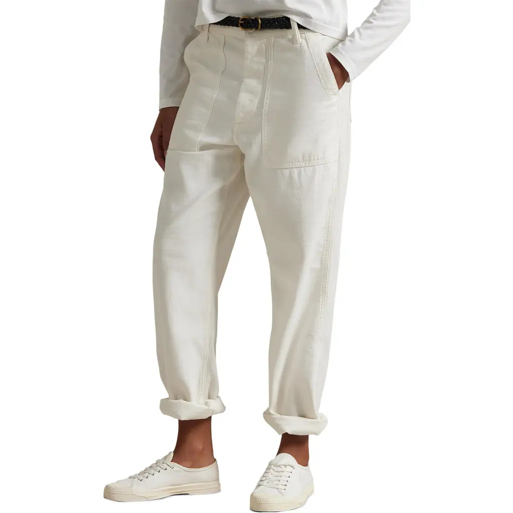 Polo Ralph Lauren Ricky Cotton Sateen Utility Pants in Ecru at Nordstrom, Size 8 | Nordstrom