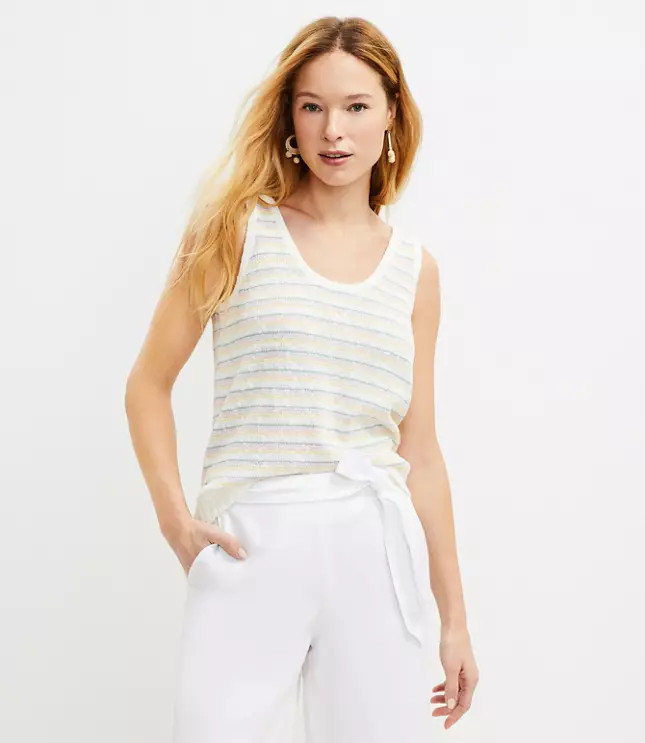 Striped Scoop Neck Sweater Tank | LOFT