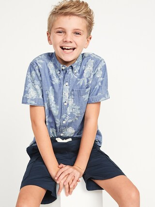 Short-Sleeve Floral Chambray Pocket Shirt for Boys | Old Navy (US)