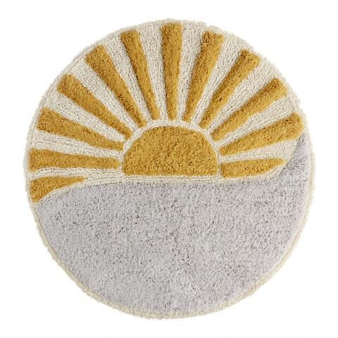 Round Sun And Wave Tufted Bath Mat | World Market