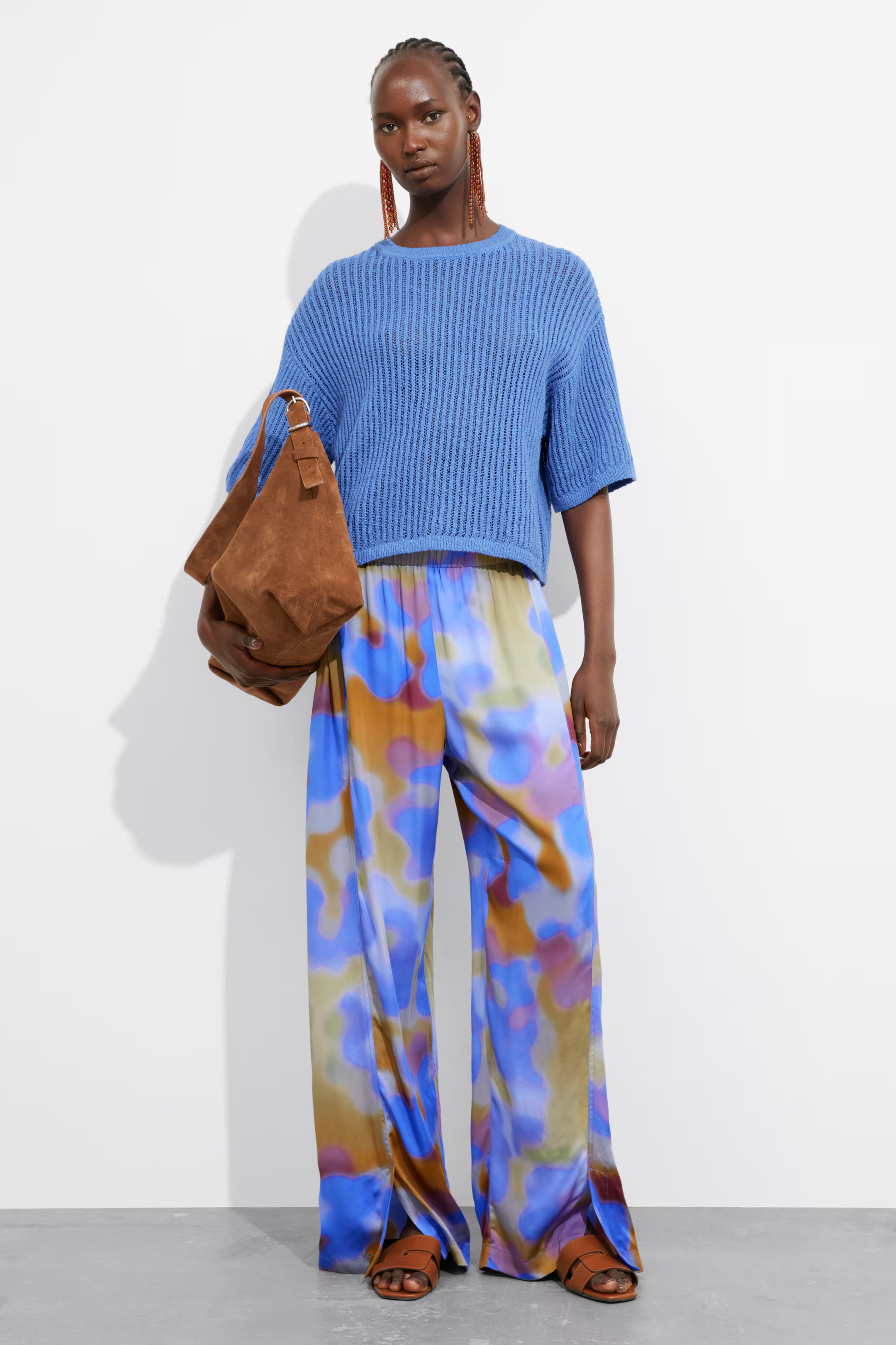 Doorschijnend ribgebreid T-shirt - Ronde hals - Korte mouwen - Blauw - DAMES | H&M NL | H&M (DE, AT, CH, NL, FI)