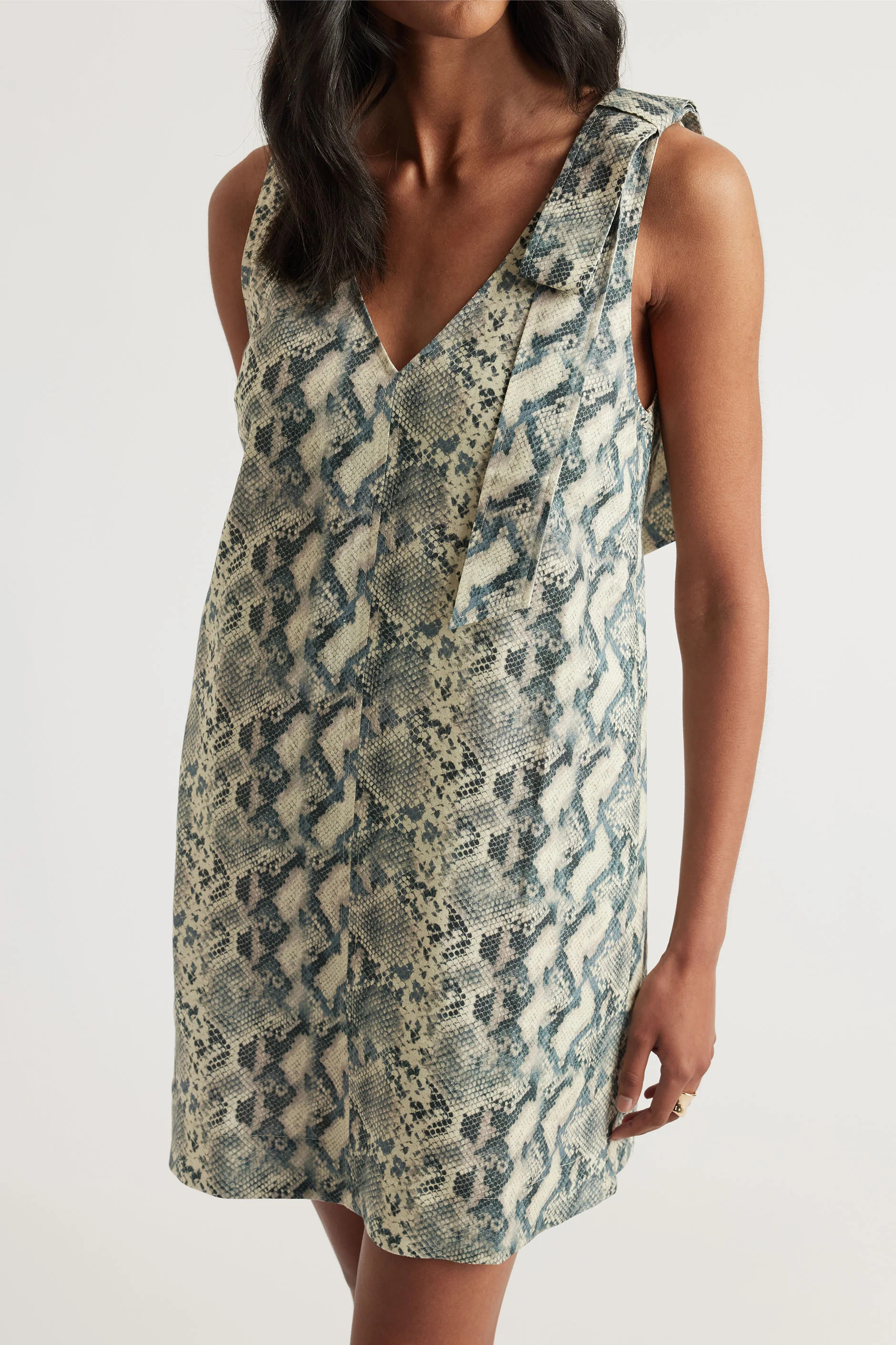 Ada A-Line Mini Dress - Soft Snake | DECJUBA