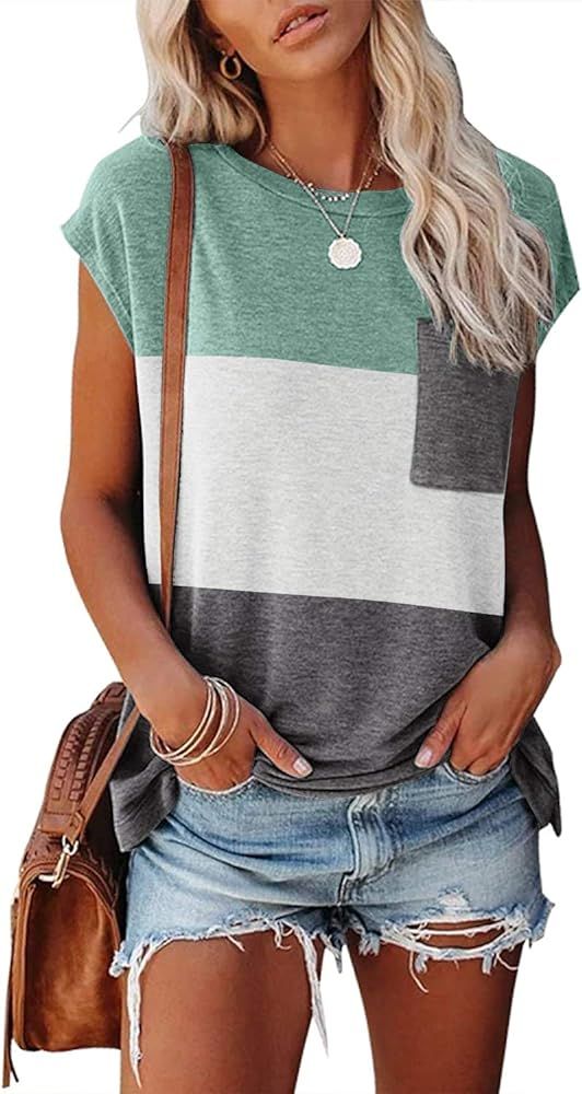 MIROL Women's Short Sleeve Tunic Tops Basic Loose T Shirts Solid Color Batwing Sleeve Casual Tee | Amazon (US)