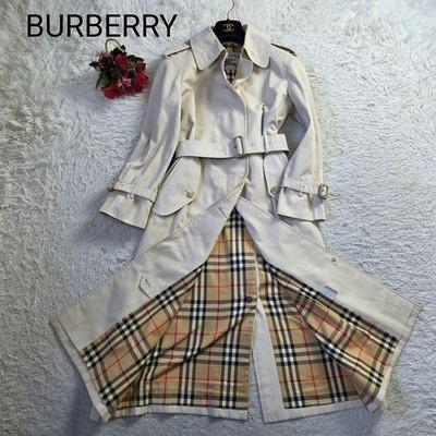 Burberry Trench Coat Light Beige Size S Nova Check Long Spring Coat | eBay US