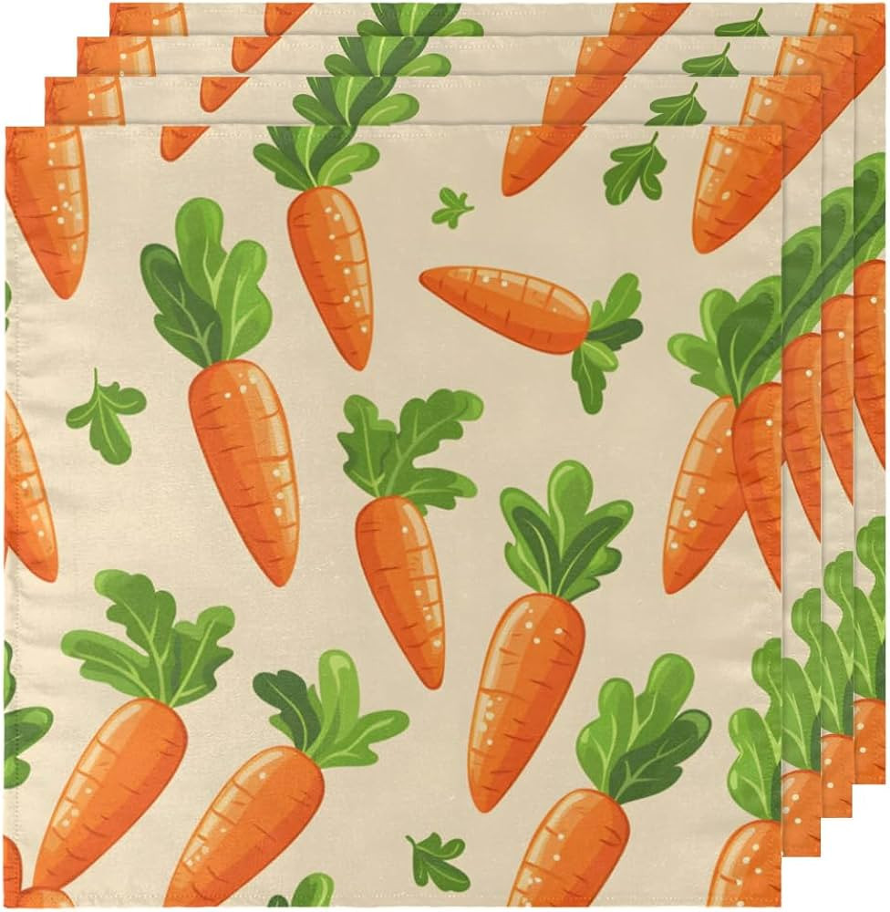 Cute Carrot Cloth Napkins Set of 4, 20x20 Inch Napkins Cloth Washable, Farmhouse Tabletop Set, So... | Amazon (US)