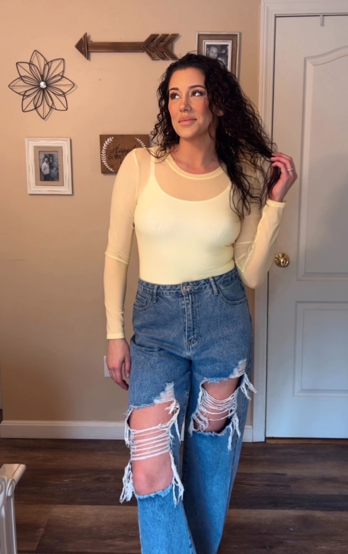 Sun-kissed & sheer. ☀️ 

Pairing this buttery yellow mesh bodysuit with my favorite distressed denim for that perfect high-low balance. It’s light, breathable, and the ultimate transitional piece for spring! 💛💛💛

#LTKTall #LTKootd #LTKdayinmylife