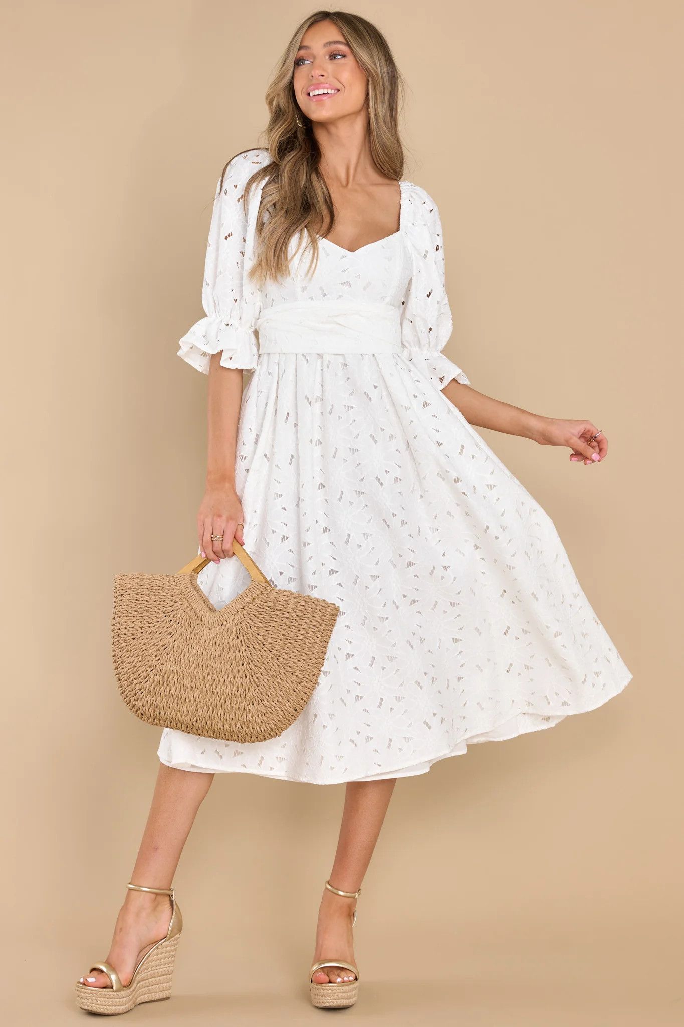 A First Impression Ivory Midi Dress | Red Dress 