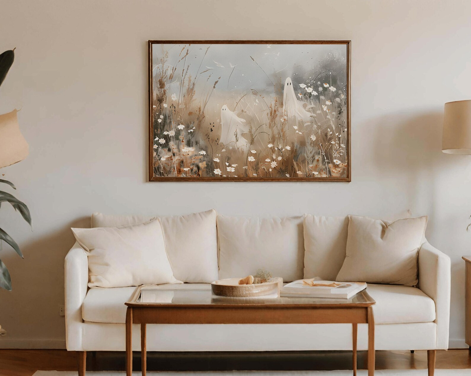 Halloween Frame Tv, Vintage Fall Landscape Art, Ghosts in a Wildflowers Field, Halloween Ghost, S... | Etsy (US)