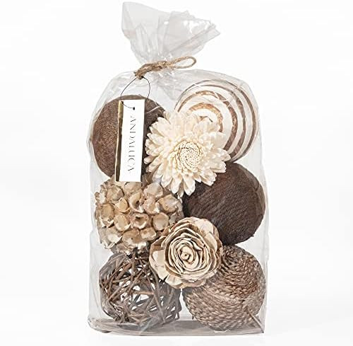 ANDALUCA Decorative Balls Bowl Filler Beige Orbs Floral Home Decor (Cocoa Floral) | Amazon (US)