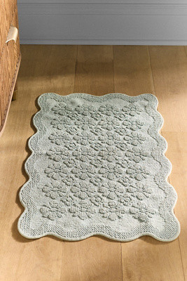 Benni Hand-Woven Floral Wavy Border Bath Mat | Anthropologie (US)